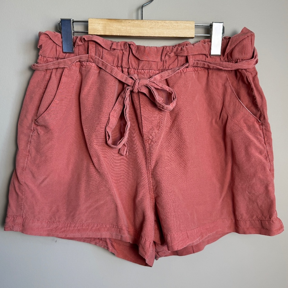 Thread + Supply Pull On Elastic Waist Paperbag Beach Shorts Brick Dust Size L